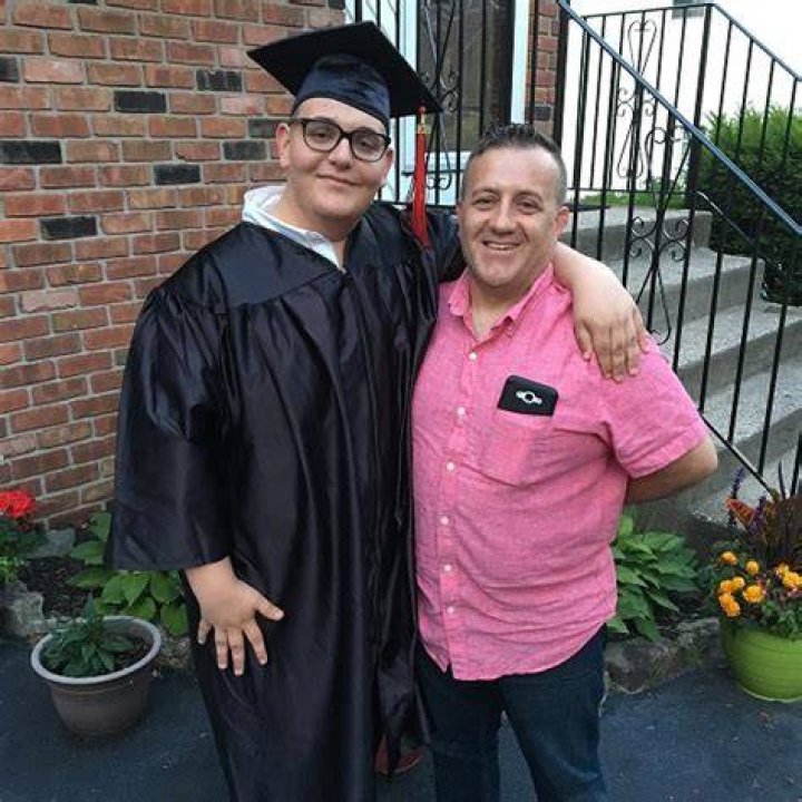 Christian Guardino with his father mother and brother