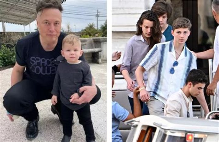 Griffin Musk with his dad Elon Musk and siblings