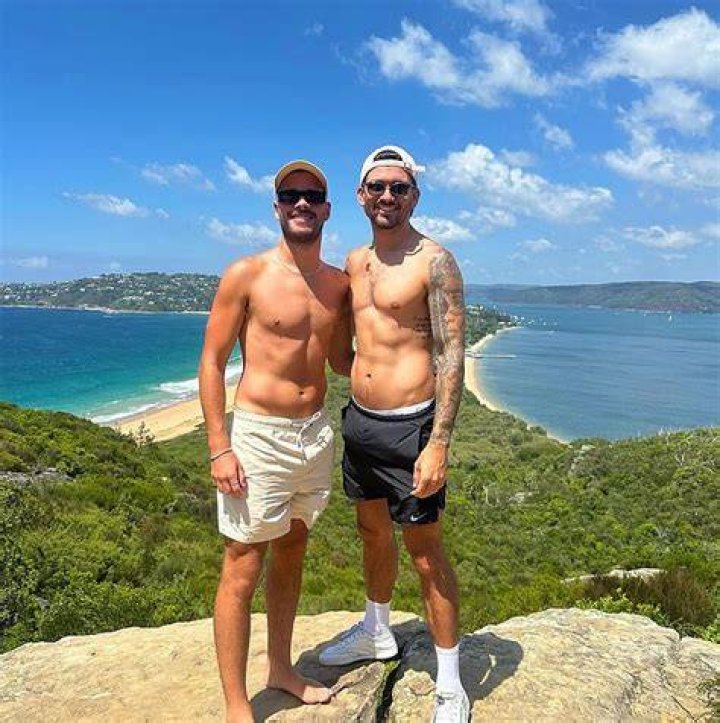 Luke Davies with his boyfriend