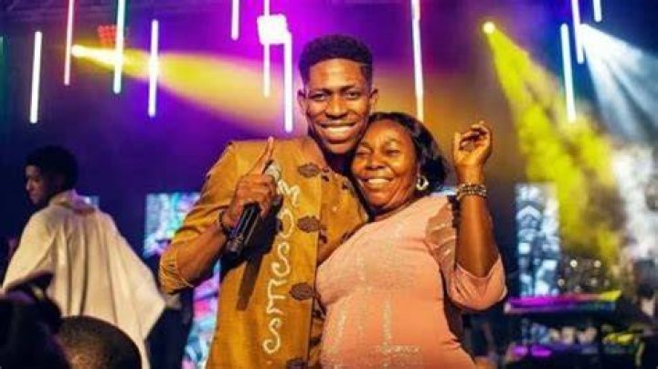 Moses Bliss with his mother